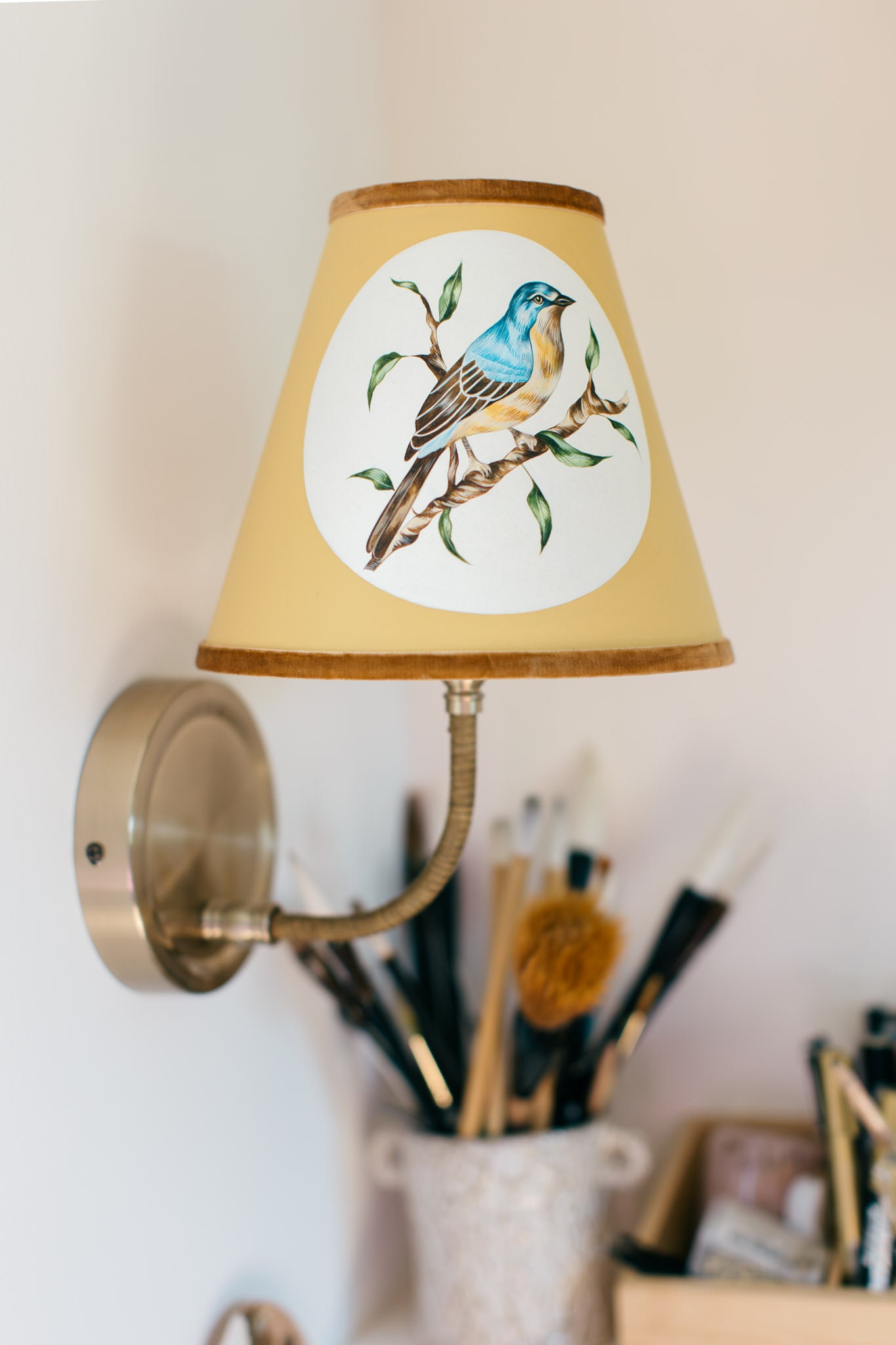 Lampshade - Little bird blue